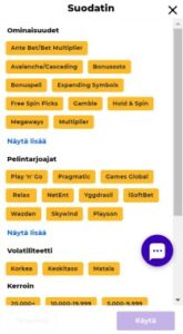 Boost Casinon peliaulan suodattimet Boost Casinon peliaulan suodattimet