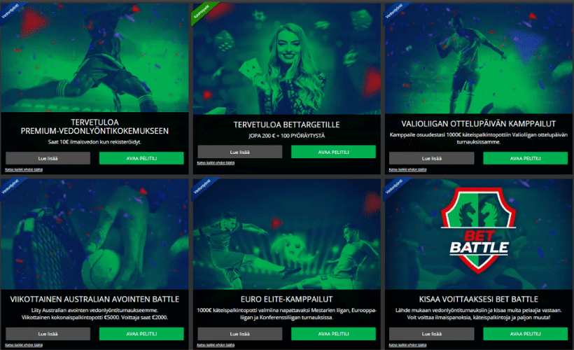 BetTarget tarjoukset BetTarget tarjoukset