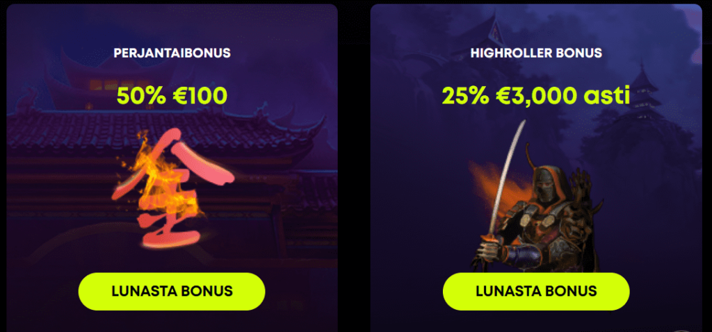 Spin Samurai Casino tarjoukset Spin Samurai Casino tarjoukset
