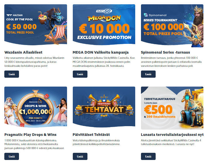 Sticky Wilds Casino tarjoukset Sticky Wilds Casino tarjoukset