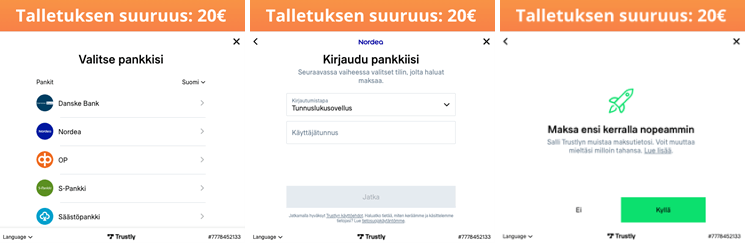 Trustly talletus Trustly talletus