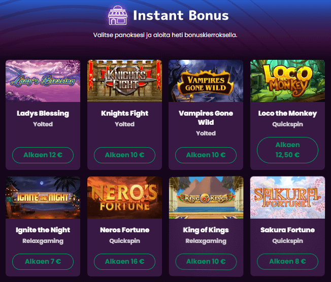 Boom Casino Välittömät bonustoiminnot Boom Casino Välittömät bonustoiminnot