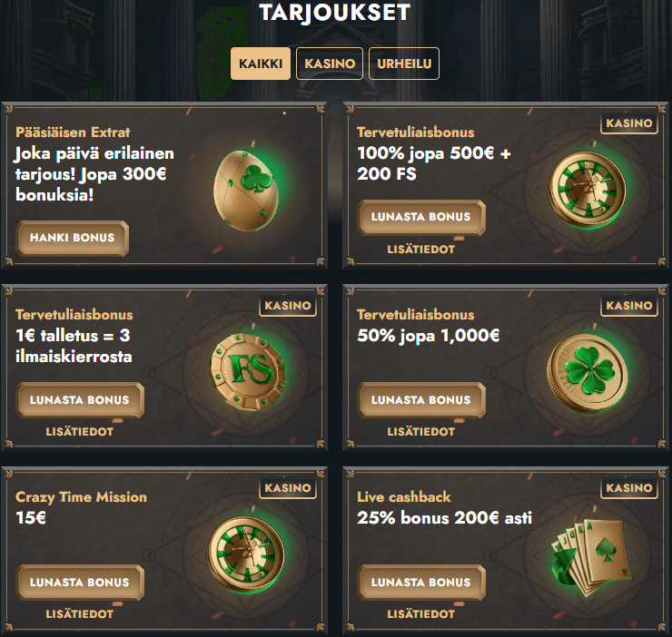 Lucky Heroes Casino tarjoukset Lucky Heroes Casino tarjoukset