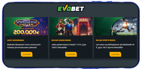Evobet Casino tarjoukset Evobet Casino tarjoukset