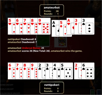 Gin rummy esimerkki Gin rummy esimerkki