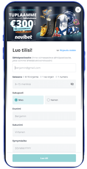 Novibet Casino rekisteröityminen Novibet Casino rekisteröityminen