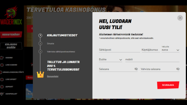 Wagerinox Casino rekisteroityminen Wagerinox Casino rekisteroityminen