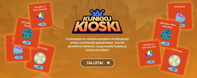Kunkku Kasinon uskollisuusohjelma on Kunkkukioski. Kunkku Kasinon uskollisuusohjelma on Kunkkukioski.