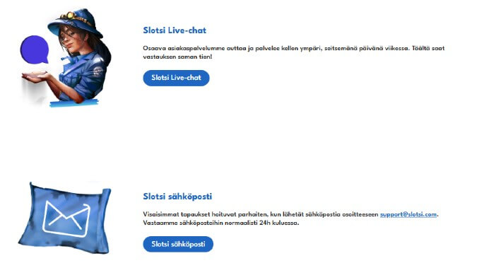 Slotsin asiakaspalvelu Slotsin asiakaspalvelu