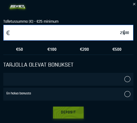 Rise of Bets Casino talletus Rise of Bets Casino talletus