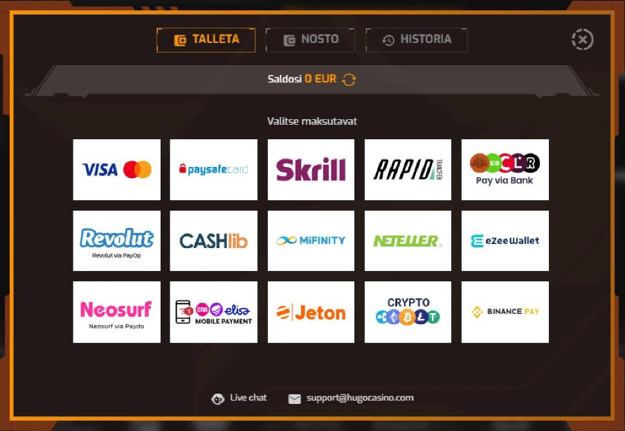 Hugo Casino rahansiirrot Hugo Casino rahansiirrot