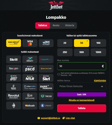 Jettbet Casino rahansiirrot Jettbet Casino rahansiirrot