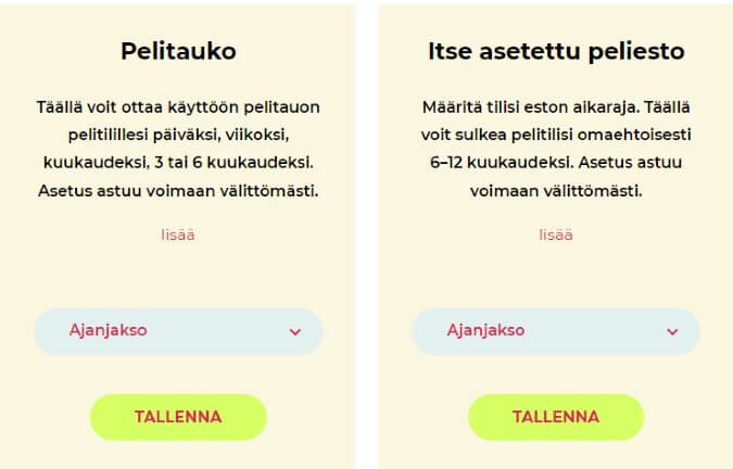 Pelitauko ja peliesto nettikasinolla Pelitauko ja peliesto nettikasinolla