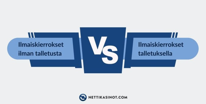 Ilmaiskierrokset ilman talletusta vs. ilmaiskierrokset talletuksella Ilmaiskierrokset ilman talletusta vs. ilmaiskierrokset talletuksella