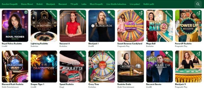 Big Lucky live casino sisältää yli 620 pöytää. Big Lucky live casino sisältää yli 620 pöytää.