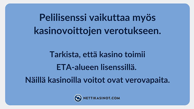 Lisenssi ja kasinovoittojen verotus Lisenssi ja kasinovoittojen verotus