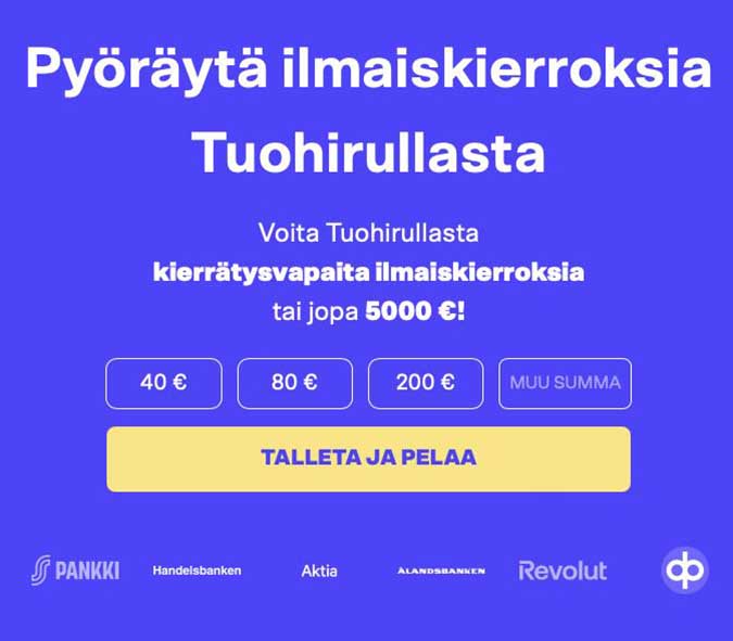 Tuohi Casino talletus tehdään Zimplerillä verkkopankista. Tuohi Casino talletus tehdään Zimplerillä verkkopankista.