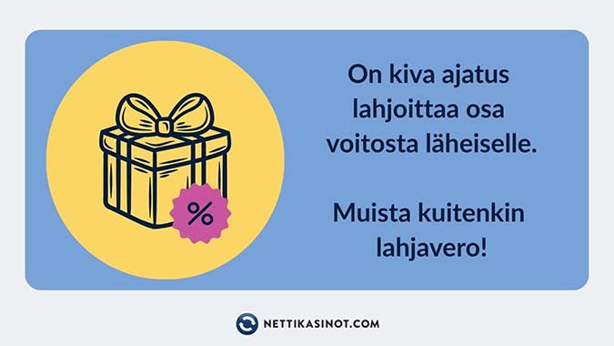 Joudunko maksamaan veroja Joudunko maksamaan veroja, jos lahjoitan osan voitostani kaverille?