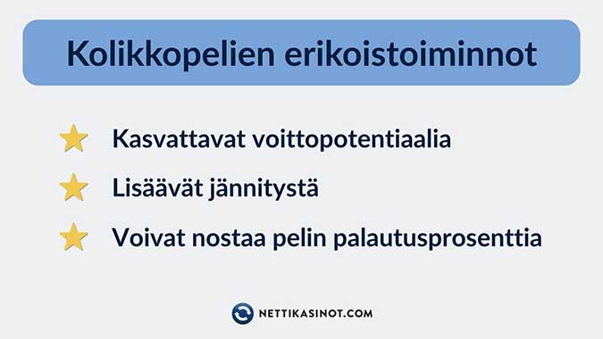 Bonus ja erikoistoiminnot Kolikkopelien erikoistoiminnot vaikuttavat pelikokemukseen