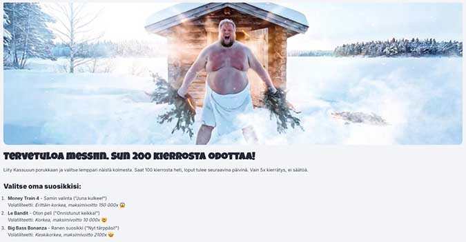 Kassuuu Kasino bonus antaa 200 ilmaiskierrosta ensitalletuksella. Kassuuu Kasino bonus antaa 200 ilmaiskierrosta ensitalletuksella.