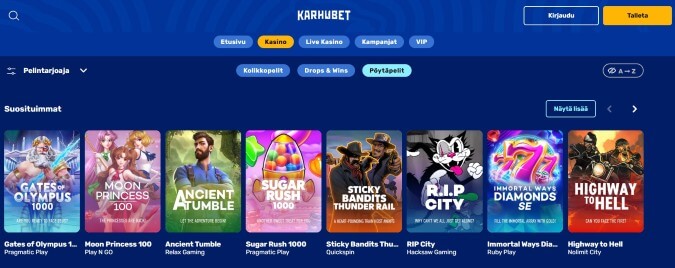 KarhuBet Casino pelit ovat 100 tuottajan käsialaa. KarhuBet Casino pelit ovat 100 tuottajan käsialaa.