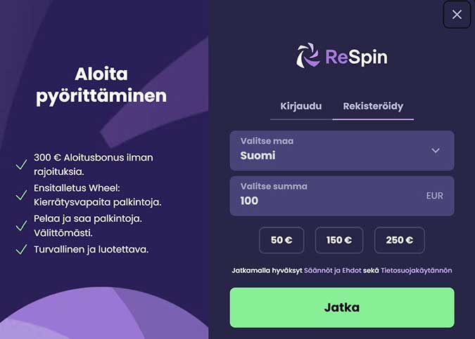 ReSpin Talletus ReSpin talletus