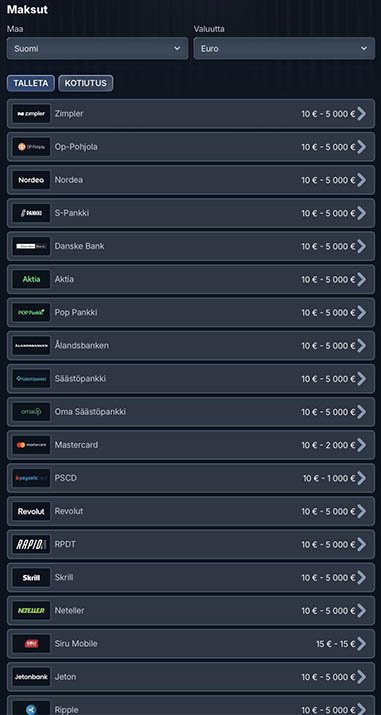 BetRepublic Casino Talletus BetRepublic talletusmenetelmät
