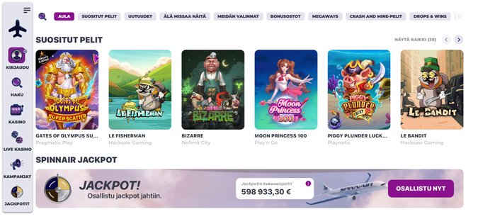 Spinnair Casinon kasinopelit Spinnair Casinon kasinopelit