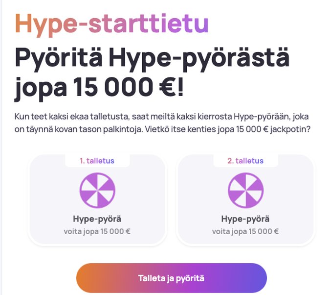 Hype Kasinon starttietu Hype Kasinon starttietu