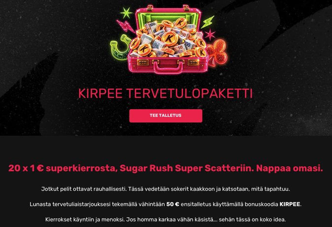 Kirpee Casinon tervetuliaisbonus Kirpee Casinon tervetuliaisbonus